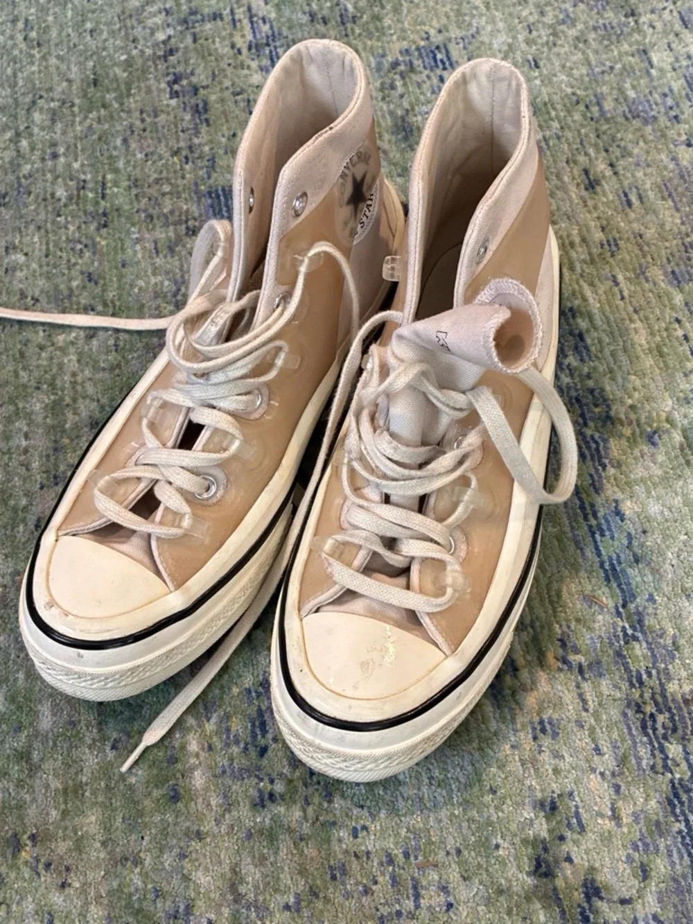 Converse Women's High Top Sneakers in Pale Pink and White